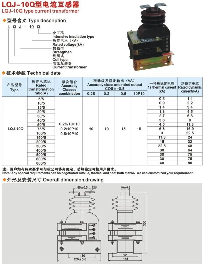 TUANJ LQJ-10Q 10KV high voltage indoor dry coil type cast resin insulated CT current transformer